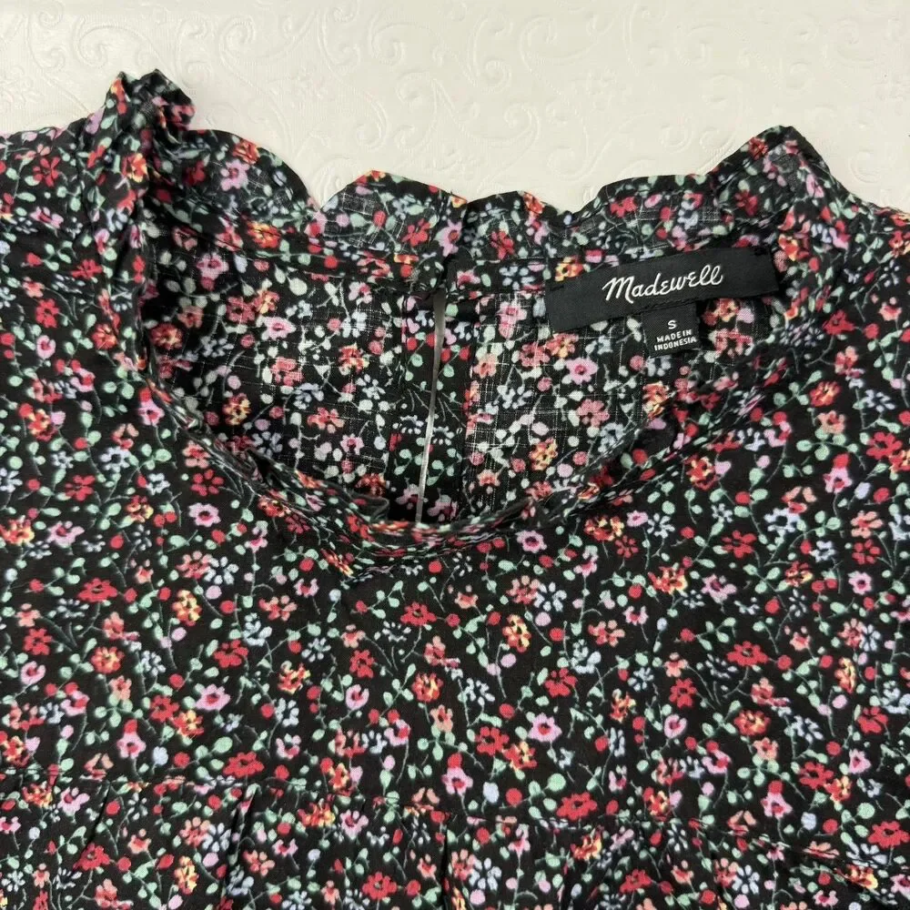 Madewell Floral Puff Sleeve Ruffled Top Women Small Cottagecore Blouse Ditsy